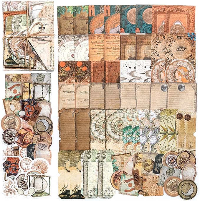 100PCS Vintage Journaling Scrapbooking Supplies Ephemera Pack for Junk Journal Bullet Journals Planners Decoupage Paper Scrapbook Stickers Aesthetic Cottagecore Collage Craft Album (Astronomy)