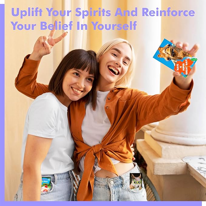 Gethelud 200 PCS Fun Animal Motivational Cards, 60 Designs Encouragement Inspirational Cards Funny Note Card, Positive Affirmation Card for Students Adults Kids (2” x 3.5”)