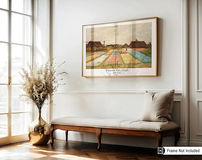 Monem Art Vintage Van Gogh Poster - Retro Bulb Fields Print - Flower Beds in Holland Art - Impressionism Art - Fine Art - Classic Painting Art - Great Bedroom Wall Decor - 11x14 UNFRAMED Wall Art