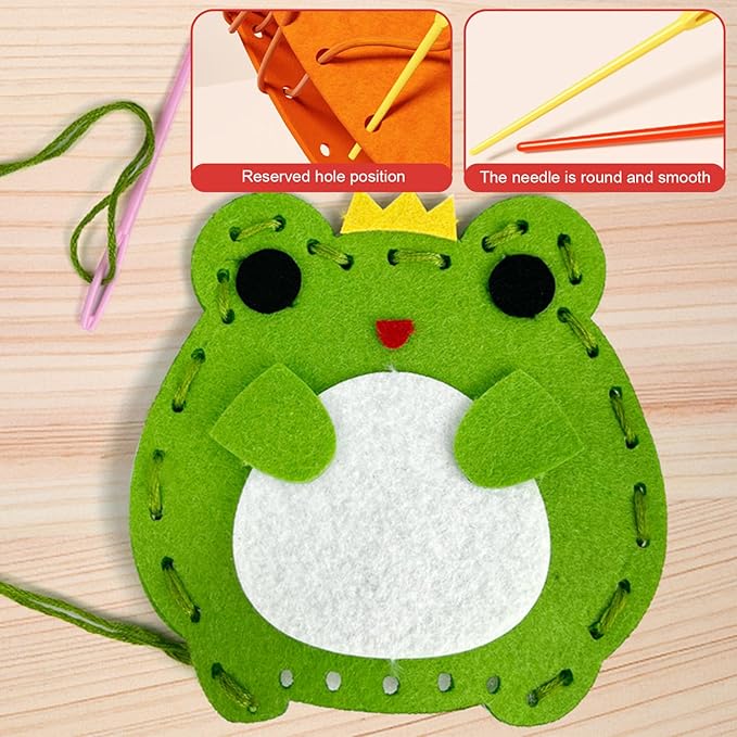 1 Set Kids Sewing Kit, Cute Stuffed Animal Felt Sewing Kit Different Felt Plushie Fun Kids Set DIY Craft Ornaments Educational Toys for Beginner Children
