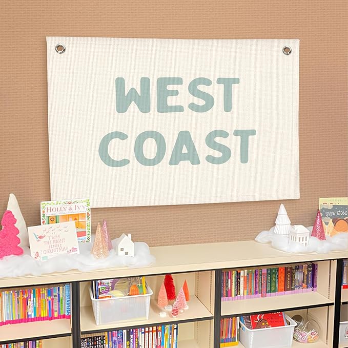 Lacama Coastal Cowgirl Room Decor，Cool Room Decor，West Coast Linen Hanging Banner Flag，Preppy Rooms Decor，Trendy Dorms Flags，Cool Flags，