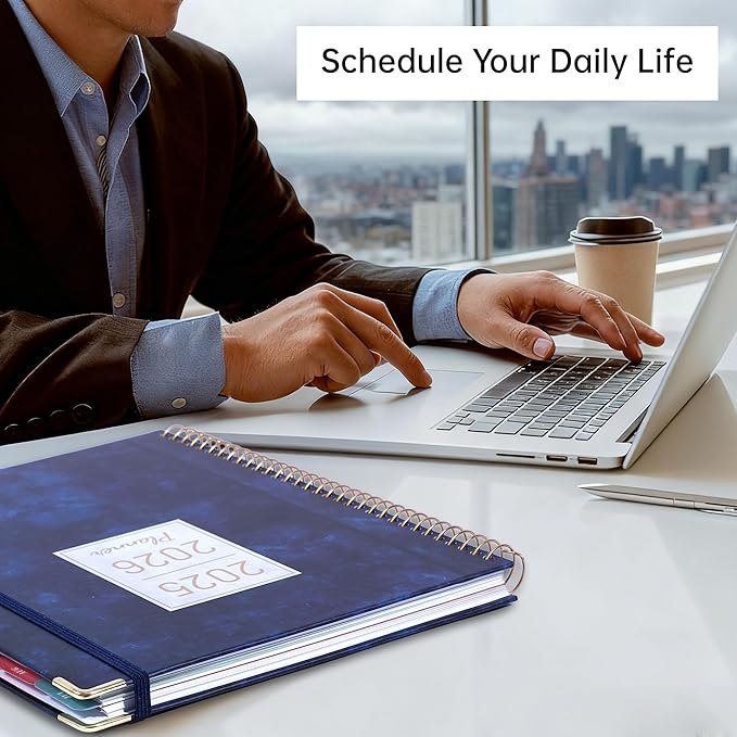Yoment 2026 Planner Weekly and Monthly 8.5"x11" Large Hardcover Planner from Dec 2025 - Dec 2026 13 Months Calendar Academic Planners for Women Men Agenda Daily Weekly Yearly Planning with Tabs, Sky