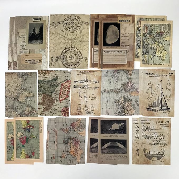 200PCS Vintage Scrapbooking Supplies Kit for Journaling, Scrapbook Sticker Paper Pack for for Bullet Journals Junk Journal Planners Aesthetic Cottagecore Room Decor Wall Art Collage Album