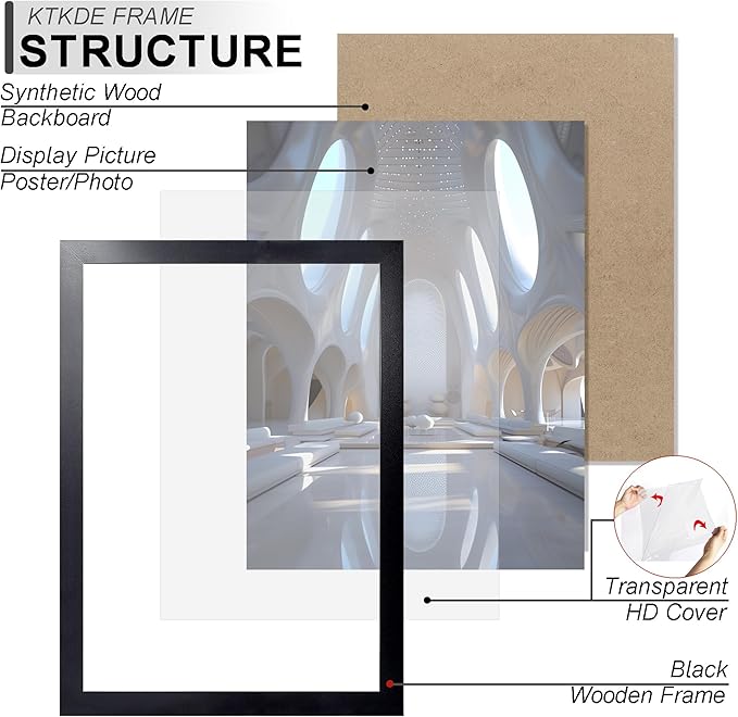 KTKDE A3 Poster Frame set of 3,Black Wooden Picture Frame -16.5x11.7in Photo Frame,Certificate Frame with Plexiglass for Wall Mount or Table Top Display best gifts