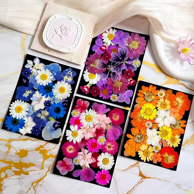 112Pcs Dried Pressed Flowers and Butterfly for Resin Molds, Assorted Real Natural Flowers Leaves Stickers for DIY Art Crafts, Jewelry, Candle, Soap Crafts Making