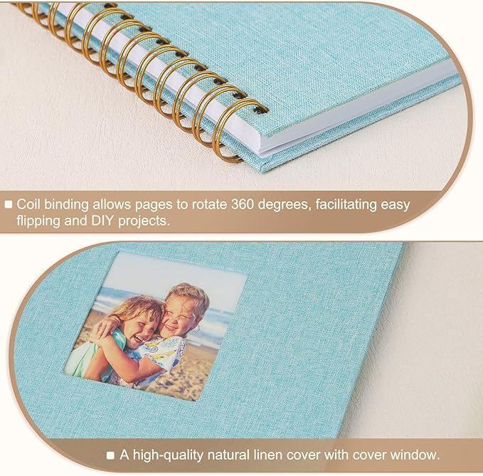 Scrapbook Photo Album 12x12 Inches 80 Pages Hardcover Kraft Paper Linen Cover Scrap Book Memory Book DIY Scrapbook Albums for Wedding Baby Boyfriend Travel Anniversary Family, LightBlue