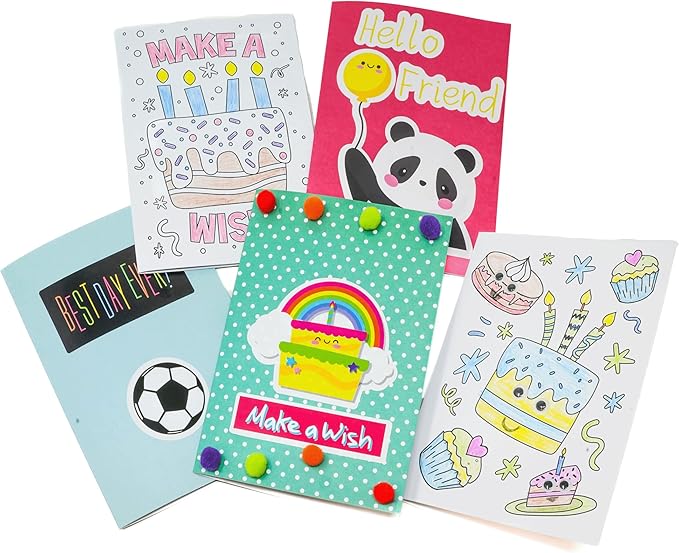 AreYouGame.com Make Your Own Custom Birthday Card Kit DIY Craft Kit for Ages 6+ | Includes 100+ Pieces: Cards, Stickers, Pom Poms | Create Personalized Birthday Greetings
