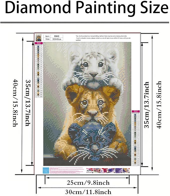 GXGLLPZBY DIY Tiger Animal Diamond Painting Kits, 5D Diamond Art for Beginners Adults, Round Full Drill Diamond dot Art Kits,Gem Art for Adults Home Wall Decor 11.8x15.8in
