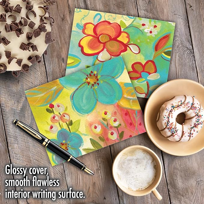 The Best Card Company - 10 Assorted Flower Cards Blank for Women (4 x 5.12 Inch) - All Occasion Floral Greetings Boxed - Summer Flowers M3741OCB-B1x10