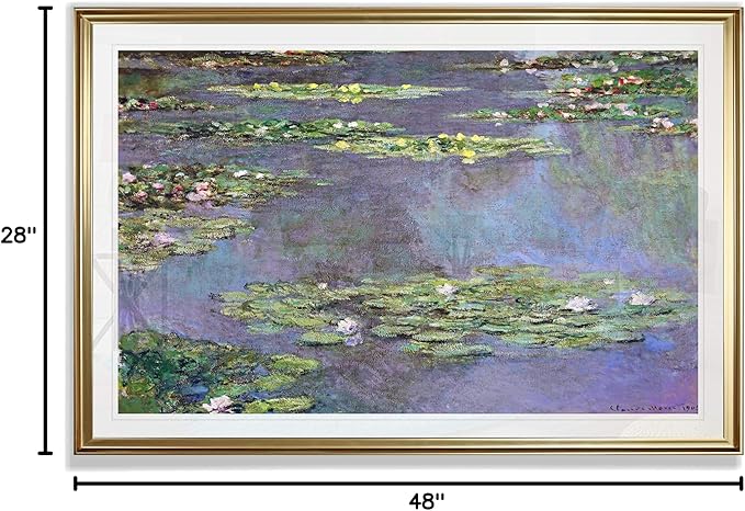 Water Lilies, 1905 01 by Claude Monet Fine Giclee Prints Wall Art in Premium Quality Framed Ready to Hang - Gold Framed