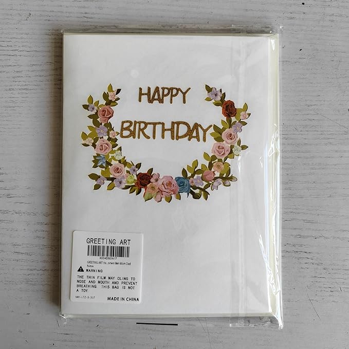 GREETING ART Musical Flower Birthday Card, Light and Music Pop Up Happy Birthday Card, Flower 3D Pop Up Birthday Gift Card for Women Wife Mom Daughter Sister