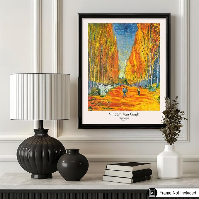 Monem Art Vintage Van Gogh Poster - Retro Alychamps Print - Les Alyscamps Art - Impressionism Art - Fine Art - Classic Painting Art - Great Bedroom or Office Wall Decor - 16x20 UNFRAMED Wall Art