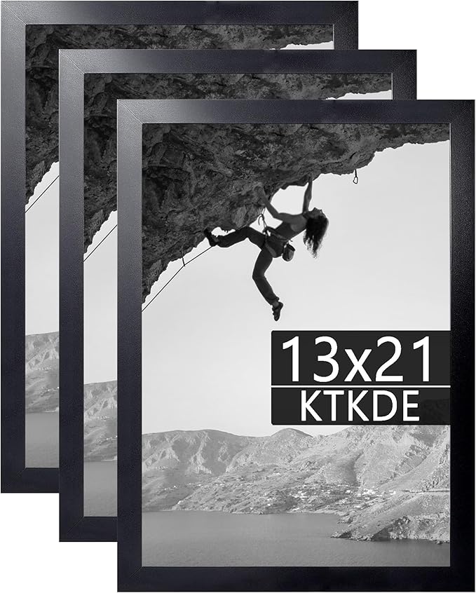 KTKDE 13x21 Picture Frame set of 3, Studio Gallery 21x13 Poster Black Frame Wooden, Vertical & Horizontal Wall Hanging Picture Frame for Photos, Posters & Art Prints