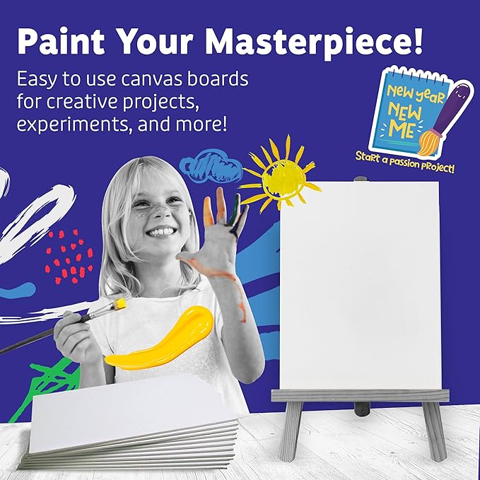 Artlicious Canvases for Painting - Pack of 24, 5 x 5 Inch Blank White Canvas Boards - 100% Cotton Art Panels for Oil, Acrylic & Watercolor Paint