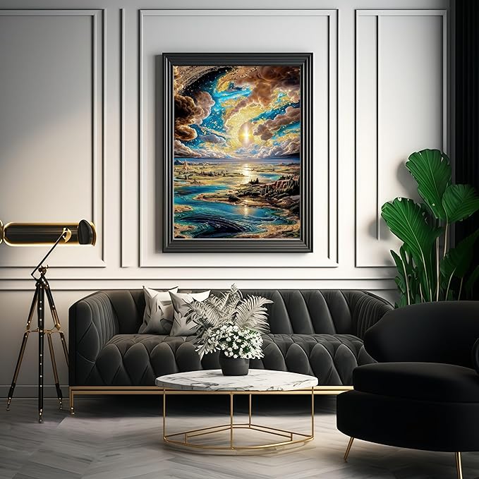 JYXSJYYD Paint by Numbers Kit for Adults Beginner,Sky River Paint by Number Kits Canvas Without Framed,Earth DIY Acrylic Oil Painting Adults Paint by Numbers Kits for Home Wall Decor 16x20 Inch