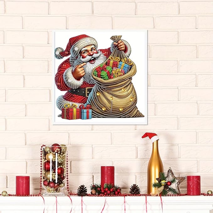 Tontut Diamond Painting Kits for Adult Beginners, Quirky Father Christmas 5D Special Diamond DIY Crystal Rhinestone Crafts for Christmas Home Wall Decoration