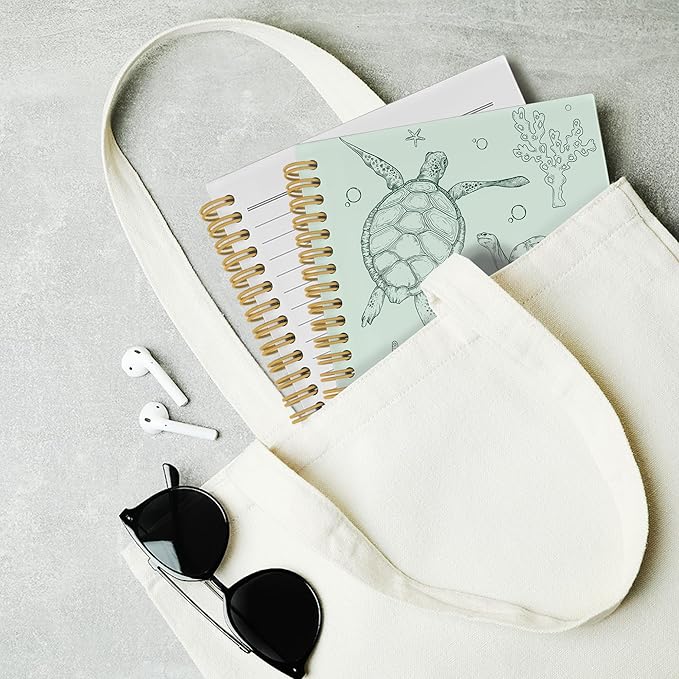 Sea Turtle Journal Notebook - Ocean Sea Life Coastal Themed Aesthetic Notebooks College Ruled for Office School Classroom, Gifts for Women Girls Kids, Hardcover Spiral Notebook 5.5"x8.3"