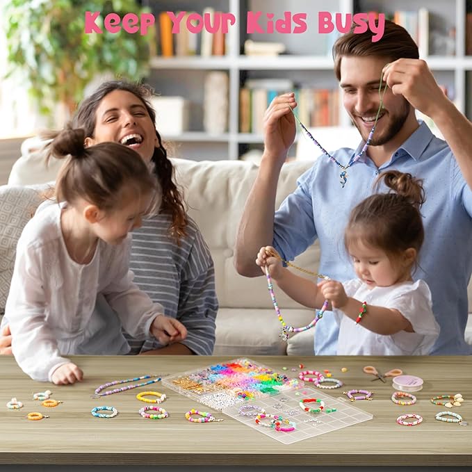 Gionlion Christmas Gifts for Girls, Bracelet Making Kit Crafts for Jewelry Making Supplies Kit with 198Pcs Letter Beads, Unicorn/Mermaid DIY Birthday Christmas Toys Gifts for Kids