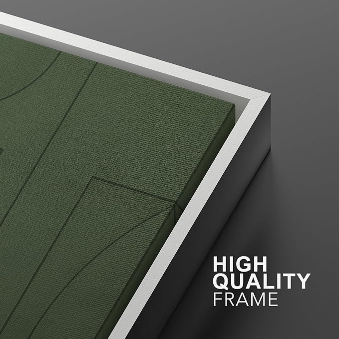 SIGNWIN Framed Canvas Print Wall Art Set Green Mid-Century Polygon Landscape Abstract Shapes Digital Art Modern Art Decorative Minimalism Vintage for Living Room, Bedroom, Office - 24"x36"x2 White