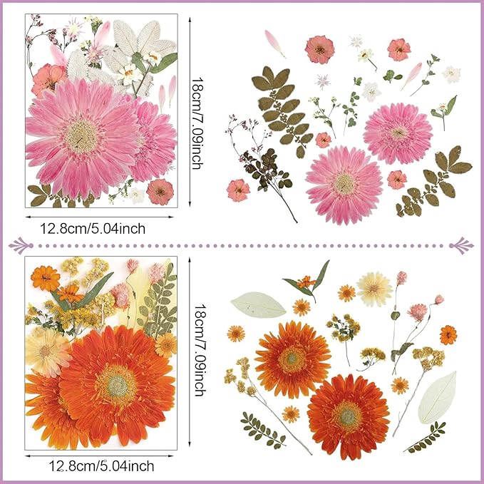 Nuanchu Dried Flower for Crafts Resin Pressed Flowers Bulk, Large Real Dried Wildflowers Leave Natural with Tweezer for Scrapbooking Nail Soap Candle Cake Card Making DIY Christmas Craft Supplies
