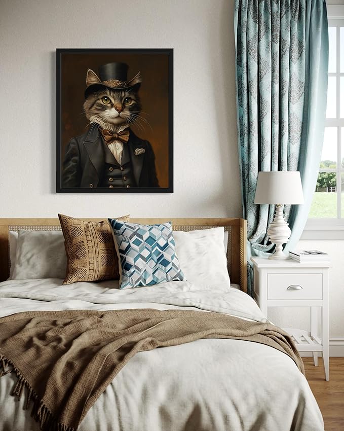 Victorian Cat Art Poster Print, Cat Kitten Painting Humor Portrait Pet Artwork Decor Gallery A8 (Victorian, 11 x 14 inches, Unframed)