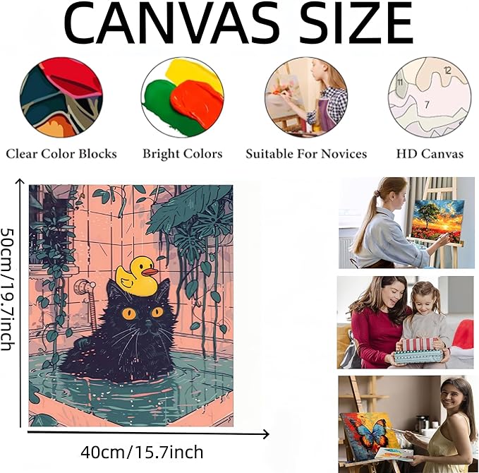 Painting by Numbers Kit for Adults Beginner,Paint by Numbers Easy for Adults,Black Cat Adult Paint by Number Kits on Canvas,Paint by Numbers Painting Acrylic Oil Painting Home Wall Decor15.8X19.7 in
