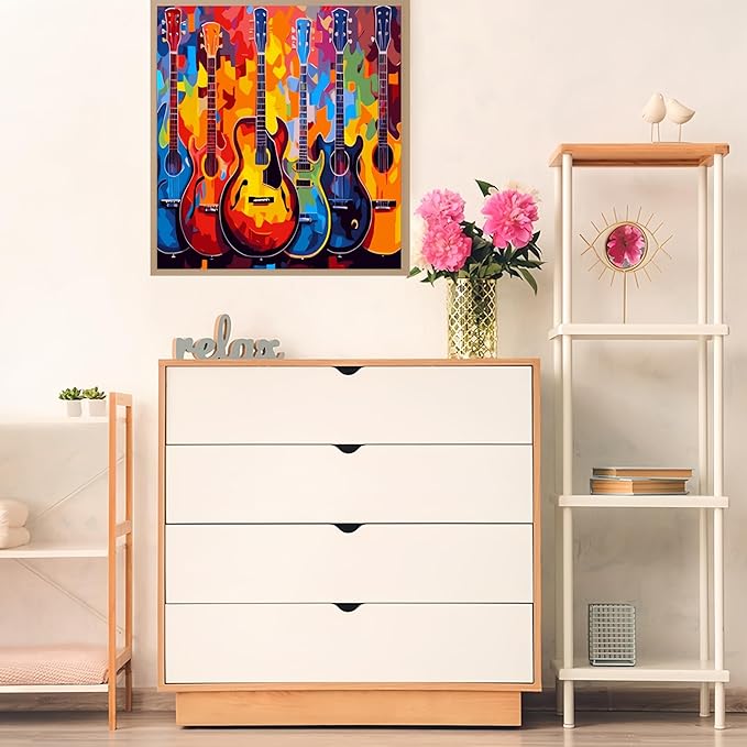 Painting by Numbers Kit for Adults Beginner,Guitar Dream Color by Numbers for Adults,Adult Paint by Number Kits on Canvas,Paint by Numbers Easy Oil Painting for Home Wall Decor 15.7X19.7 Inch