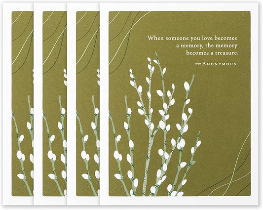 Compendium Positively Green 4-Pack of Sympathy Cards – When someone you love becomes a memory… (Four Cards Total, One Design, with Envelopes)