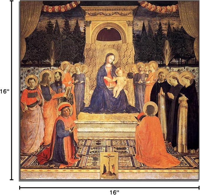 Angelico Canvas Wall Art San Marco Altarpiece Poster Religious Cultural Wall Art Renaissance Print Modern Home Decor Suitable for Home Classroom Office Wall Decor Unframed(16x16in/40x40cm)
