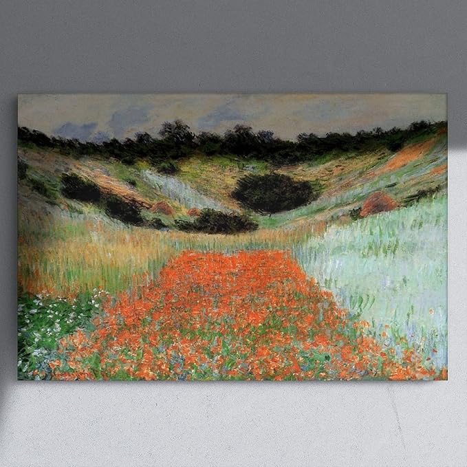 40+ Monet Famous Print Posters Poppy Field in A Hollow near Giverny by Claude Monet Impressionism Canvas Poster Bedroom Decor Print Sports Landscape Office Room Decor Gift Unframe 24×36inch(60×90cm)