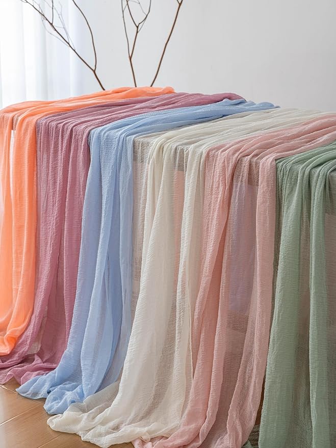 Keketoarrange 3pcs Pink Valentines Decor Table Runner Cheese Cloth Rustic Gauze Cheesecloth Table Runner 120 Inch 10 FT for Wedding Baby Bridal Shower Sheer Boho Spring Home Tea Party Decorations