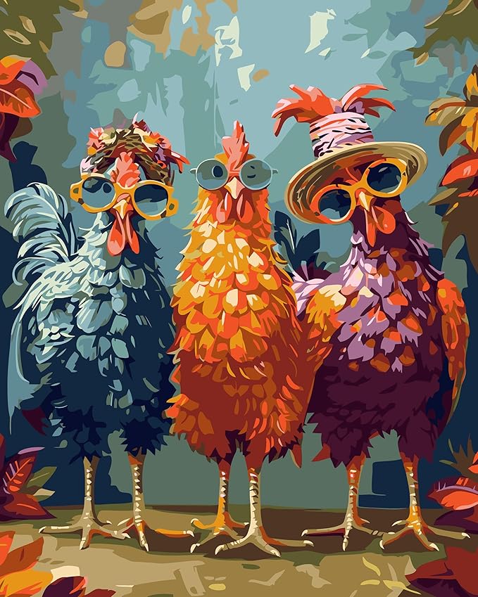 Paint by Numbers Kit for Adults Beginners,Animal Digital Painting for Home Wall Decoration and Gifts,Abstract Rock Chicken Frameless Beginner DIY Acrylic Watercolor Oil Painting (16x20 inches)