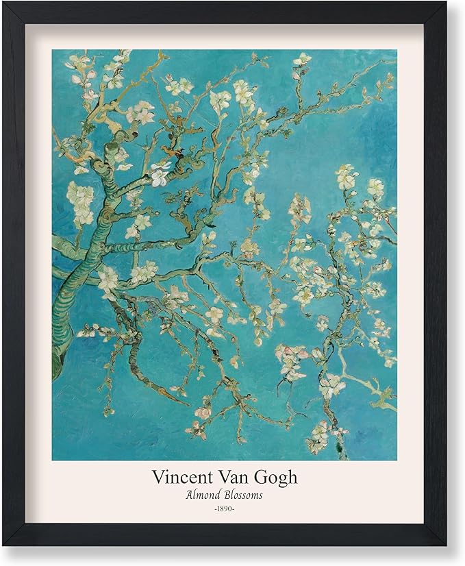 Monem Art Vintage Van Gogh Poster - Retro Almond Blossoms Print - Impressionism Art - Fine Art - Classic Painting Art - Flower Art - Floral Bedroom or Office Wall Decor - 11x14 UNFRAMED Wall Art