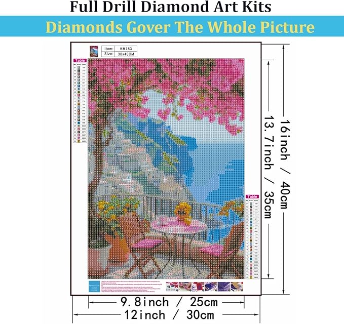 Mosaflare 5D Diamond Painting Kits for Adults, Landscape Scenery Diamond Art for Beginners, DIY Full Round Drill Paint by Diamonds Dot Gem Art for Adults, Home Wall Decor 12x16 Inch