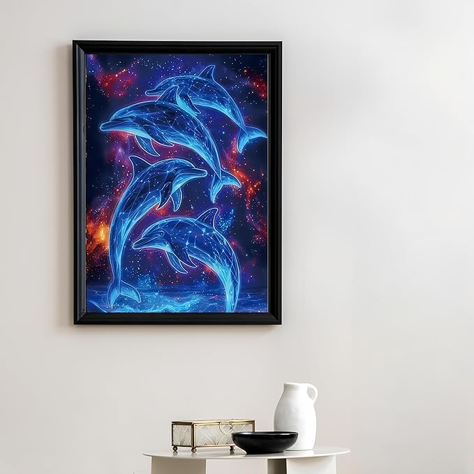 Dolphin 5D DIY Diamond Painting Kits for Adults, Diamond Art Kits for Beginners, Full Drill Dot Painting Gem Art Kits for Home Wall Decor11.8 x15.7 Inch