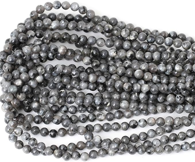 60PCS 6mm Natural Black Labradorite Gemstone Round Loose Beads Crystal Energy Stone for DIY Jewelry Making 1 Strand 15"