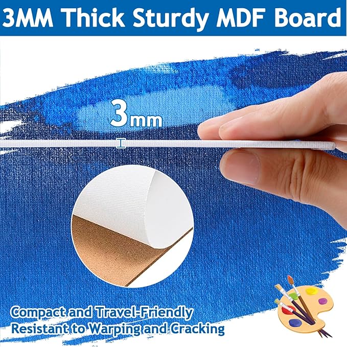 18 Pack Canvas Boards for Painting, Multi Pack 4x4, 5x7, 8x10, 9x12, 11x14 Blank Cotton Canvas Panels, Gesso Primed Acid-Free Painting Canvases for Watercolor Acrylic Oil Tempera Paints