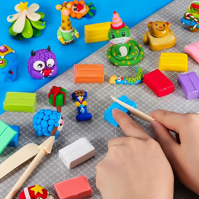 CiaraQ Polymer Clay, 100 Colors Modeling Clay for Kids, Non-Toxic, Non-Sticky, Small Blocks Oven Bake Clay, DIY Mold Starter Kits, Gifts for Children&Adult and Artist.