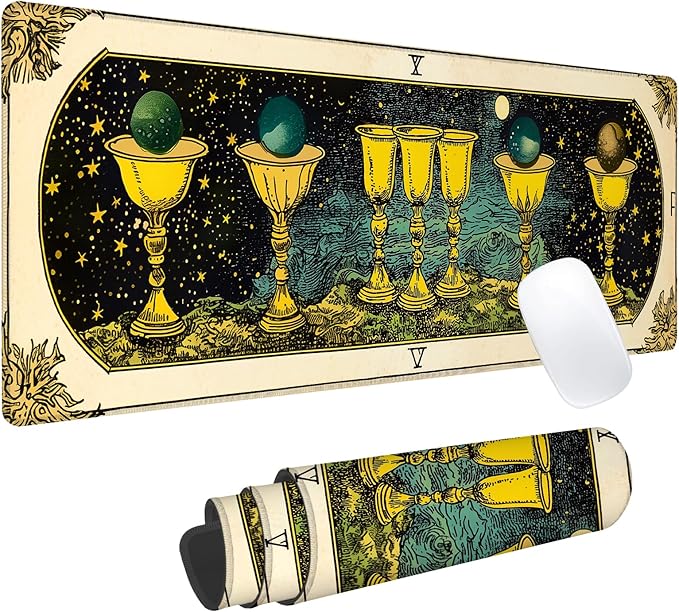 Tarot Gaming Mouse Pad, Office Desk Mat, Anti-Slip Rubber Base Cool Aesthetic Mouse Pads for Computer Laptop Keyboard School Home Desktop Gamer Home Accessories Decor 31.5" x 11.8"