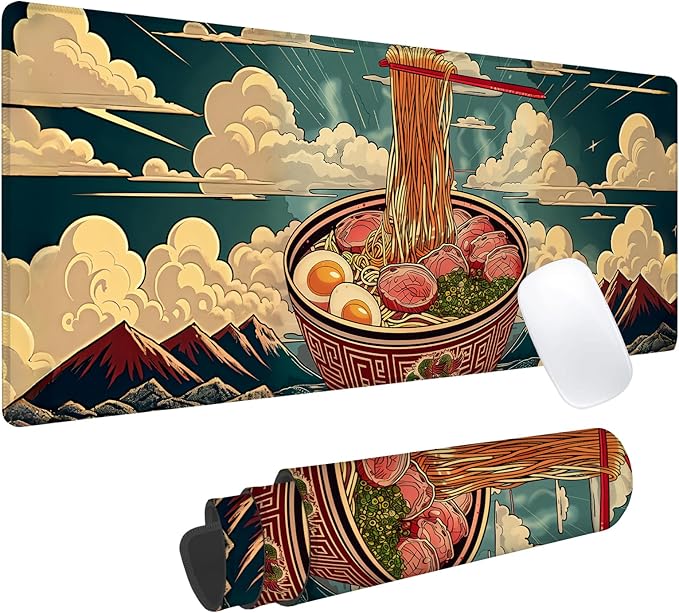 Epic Ramen Gaming Mouse Pad, Office Desk Mat, Anti-Slip Rubber Base Cool Aesthetic Mouse Pads for Computer Laptop Keyboard School Home Desktop Gamer Home Accessories Decor 31.5" x 11.8"