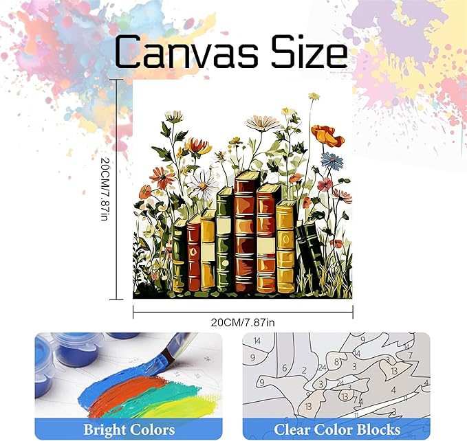 Jiqinsiye 3 Pcs Wooden Framed Flower Paint by Number for Adults,DIY Book Painting Kits for Adult,Color by Numbers Acrylic,Paint by Number Canvas Crafts Watercolor for Beginner Home Decor. (Flowers)