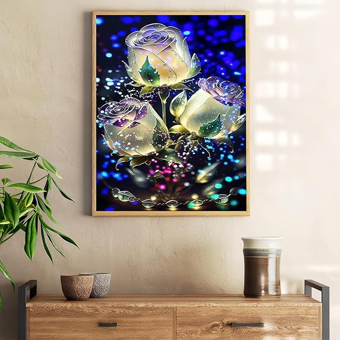 Mosaflare 5D Diamond Painting Kits for Adults, Valentine's Day Rose Diamond Art for Beginners, DIY Full Round Drill Paint by Diamonds Dot Gem Art for Adults, Home Wall Decor 12x16 Inch