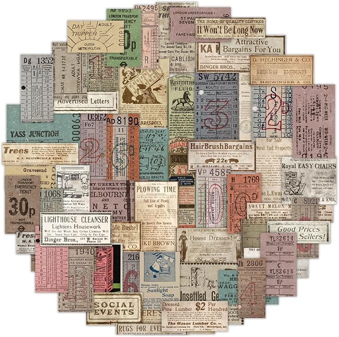 Vintage Stickers, 150 Pcs Scrapbooking Supplies for Bullet Journals, Planners, Letter, Card Album Making, Collage Art, Crafts, Water Bottle