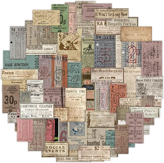 Vintage Stickers, 150 Pcs Scrapbooking Supplies for Bullet Journals, Planners, Letter, Card Album Making, Collage Art, Crafts, Water Bottle