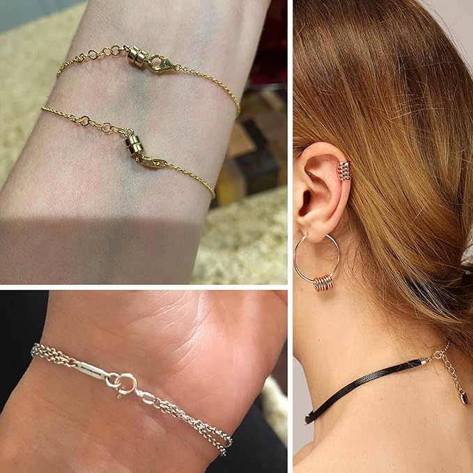 40 Pcs Necklace Bracelet Spring Clasps with Open Jump Rings Set 5mm Jewelry Connectors for Jewelry Making (5mm Gold and Silver Clasps)