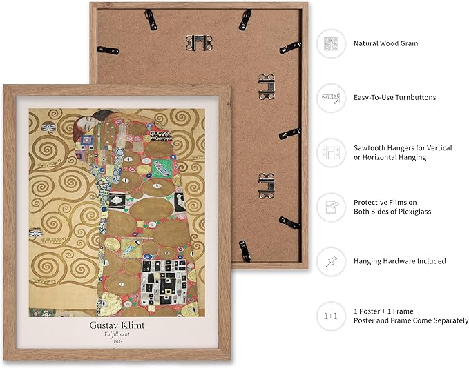 Poster Master Vintage Gustav Klimt Poster - Retro Fulfillment Print - Art Nouveau - Abstract Art - Symbolism Art - Aesthetic Art - Classic Painting - Living Room Wall Decor - 8x10 Beige Framed