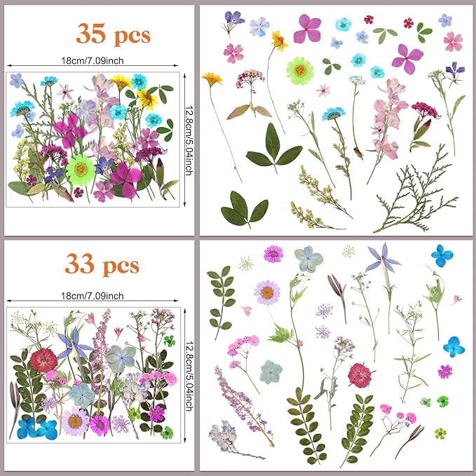 Nuanchu Small Dried Flower for Craft Resin Mini Pressed Flowers Bulk Real Tiny Dried Wildflower Leave Natural with Tweezer for Nail Scrapbooking Soap Candle Cake Card Making DIY Christmas Craft Supply