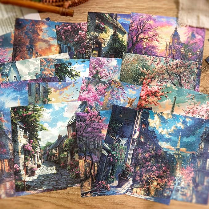 160Pcs Vintage Fantasy Scrapbook Paper, Building Ephemera Pack for Journaling and Junk Journal Supplies, Scrapbooking Kit with Glue Tape