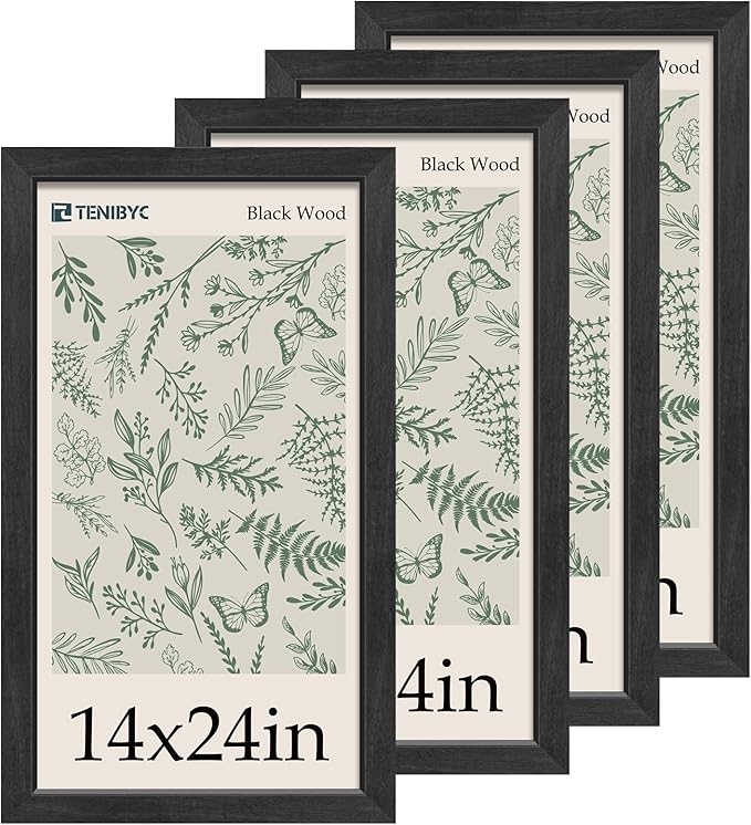 Picture Frame 4 Pack - Solid Wood Poster Photo Frame - Woodgrain Series - Room, Office, Gallery, Studio Display - Wall Hanging