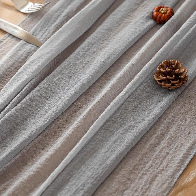 Keketoarrange Cheesecloth Table Runner Dusty Blue Gauze Rustic Cheese cloth Table Runner 120 Inch 10 FT for Wedding Baby Bridal Shower Birthday Engagement Party Long Sheer Boho Spring Home Decorations